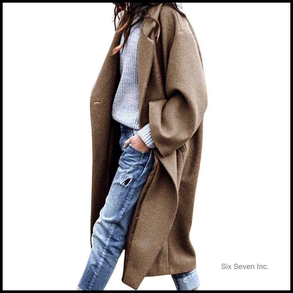 Wool Blend Oversized Double Breasted Long Trench Overcoat Winter - Picture 1 of 6